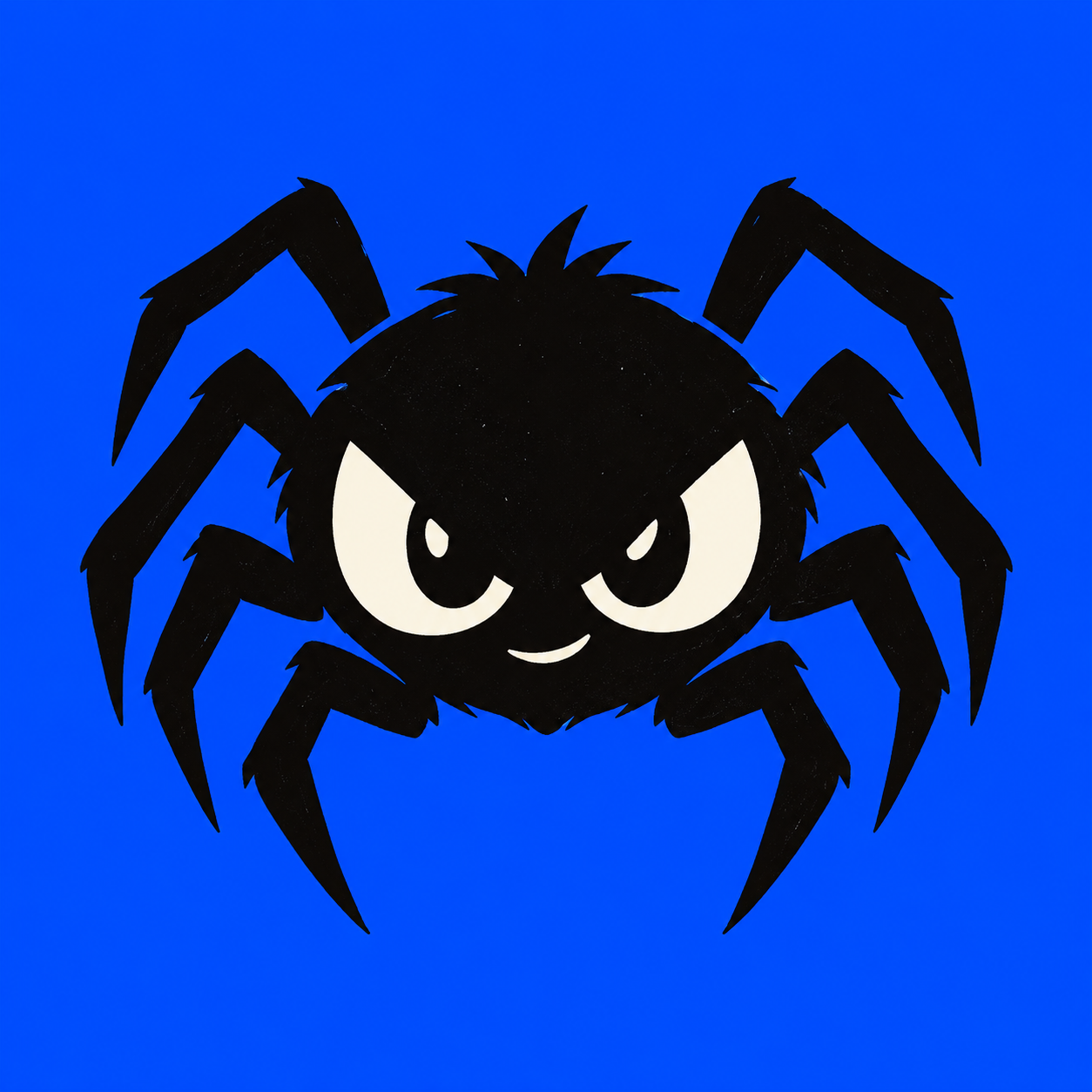 Crawl Agent, a black spider with mischievous white eyes